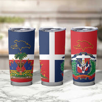 Hispaniola Map Tumbler Cup Dominican Republic Haiti Flag Together