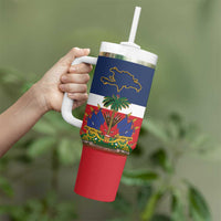 Hispaniola Map Tumbler With Handle Dominican Republic Haiti Flag Together
