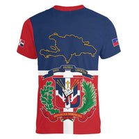 Hispaniola Map Women V-Neck T-Shirt Dominican Republic Haiti Flag Together