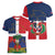 Hispaniola Map Women V-Neck T-Shirt Dominican Republic Haiti Flag Together