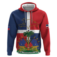 Hispaniola Map Zip Hoodie Dominican Republic Haiti Flag Together