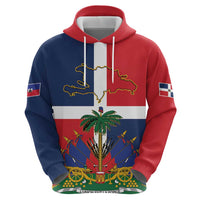 Hispaniola Map Zip Hoodie Dominican Republic Haiti Flag Together