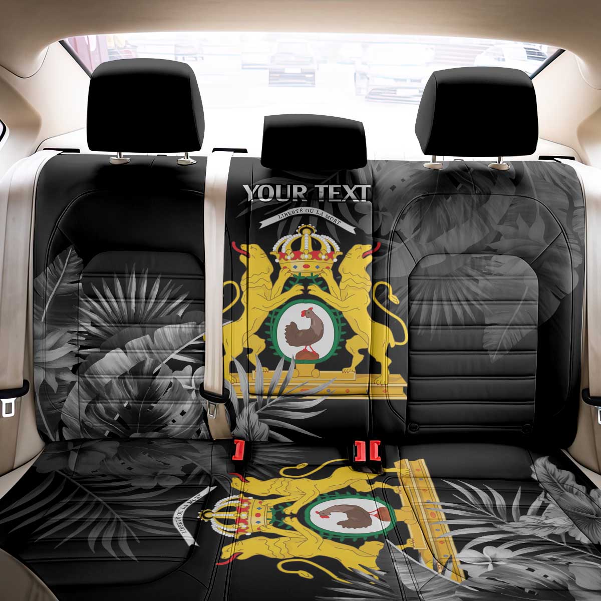 First Empire of Haiti Personalized Back Car Seat Cover Black Hibiscus Liberte ou la Mort!