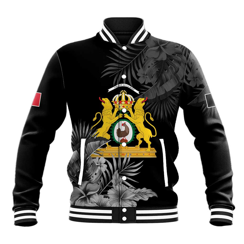 First Empire of Haiti Personalized Baseball Jacket Black Hibiscus Liberte ou la Mort!