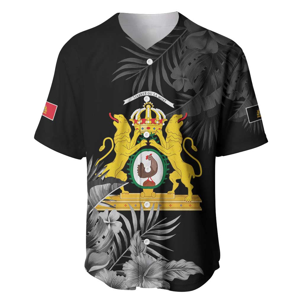 First Empire of Haiti Personalized Baseball Jersey Black Hibiscus Liberte ou la Mort!