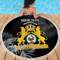 First Empire of Haiti Personalized Beach Blanket Black Hibiscus Liberte ou la Mort!