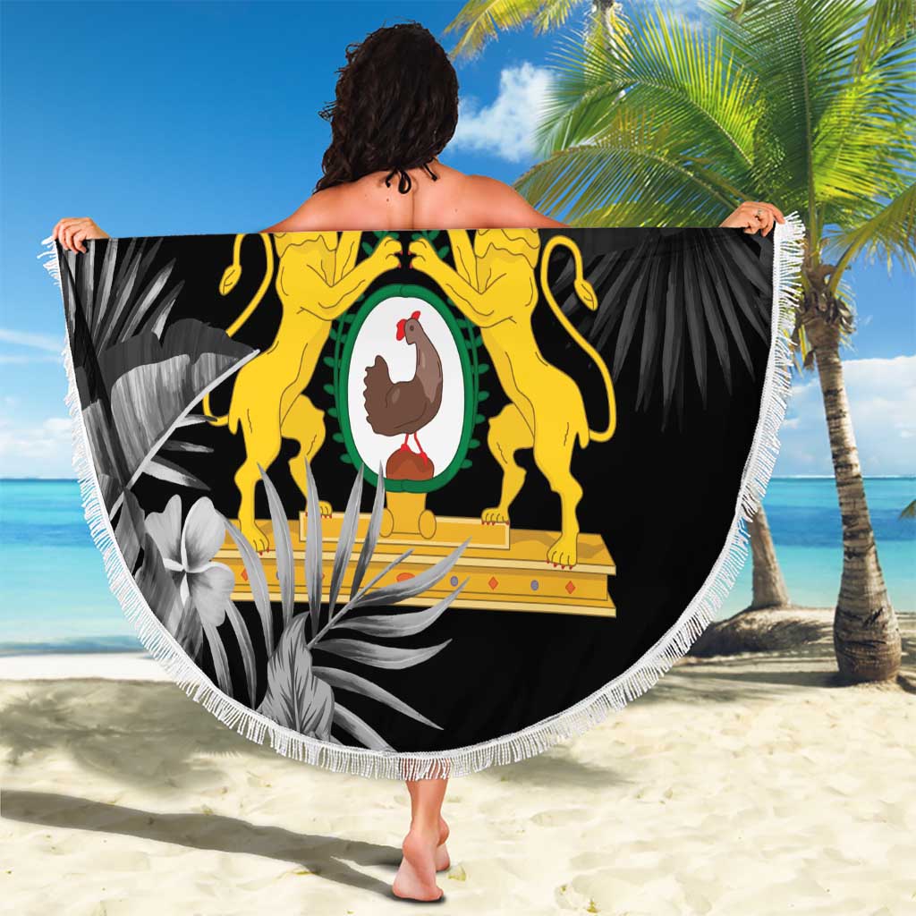First Empire of Haiti Personalized Beach Blanket Black Hibiscus Liberte ou la Mort!