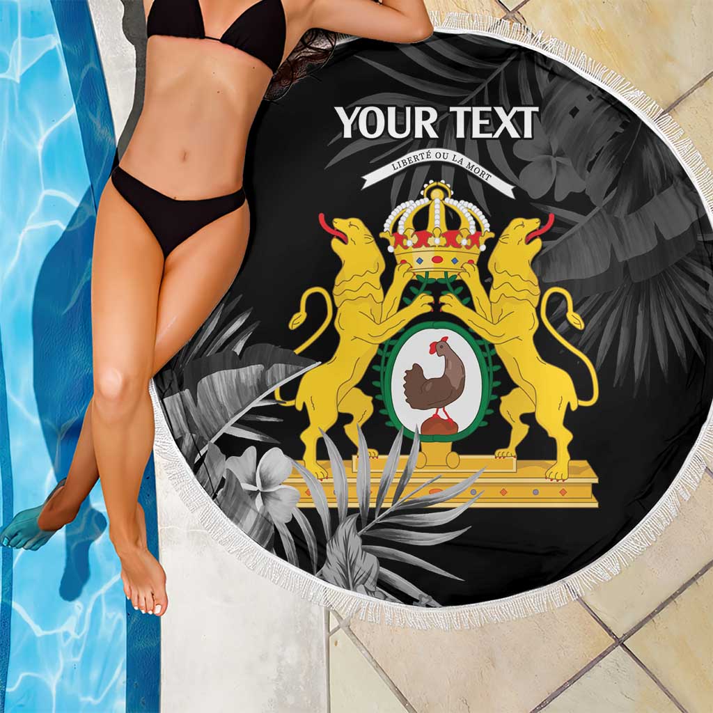 First Empire of Haiti Personalized Beach Blanket Black Hibiscus Liberte ou la Mort!