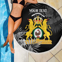First Empire of Haiti Personalized Beach Blanket Black Hibiscus Liberte ou la Mort!