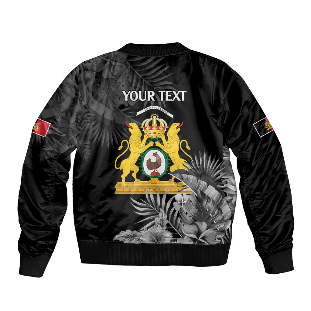 First Empire of Haiti Personalized Bomber Jacket Black Hibiscus Liberte ou la Mort!