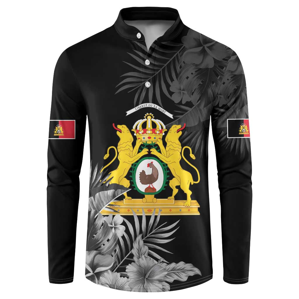 First Empire of Haiti Personalized Button Sweatshirt Black Hibiscus Liberte ou la Mort!