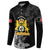 First Empire of Haiti Personalized Button Sweatshirt Black Hibiscus Liberte ou la Mort!