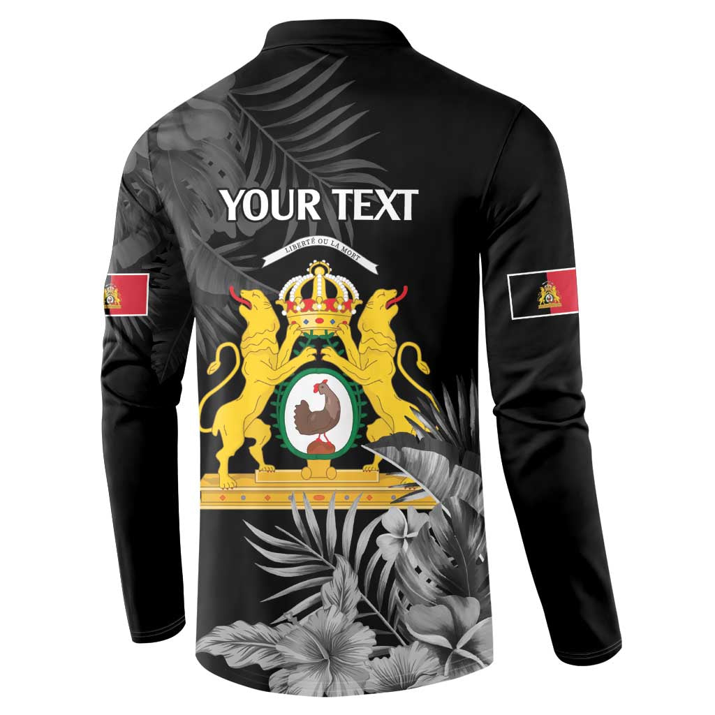 First Empire of Haiti Personalized Button Sweatshirt Black Hibiscus Liberte ou la Mort!