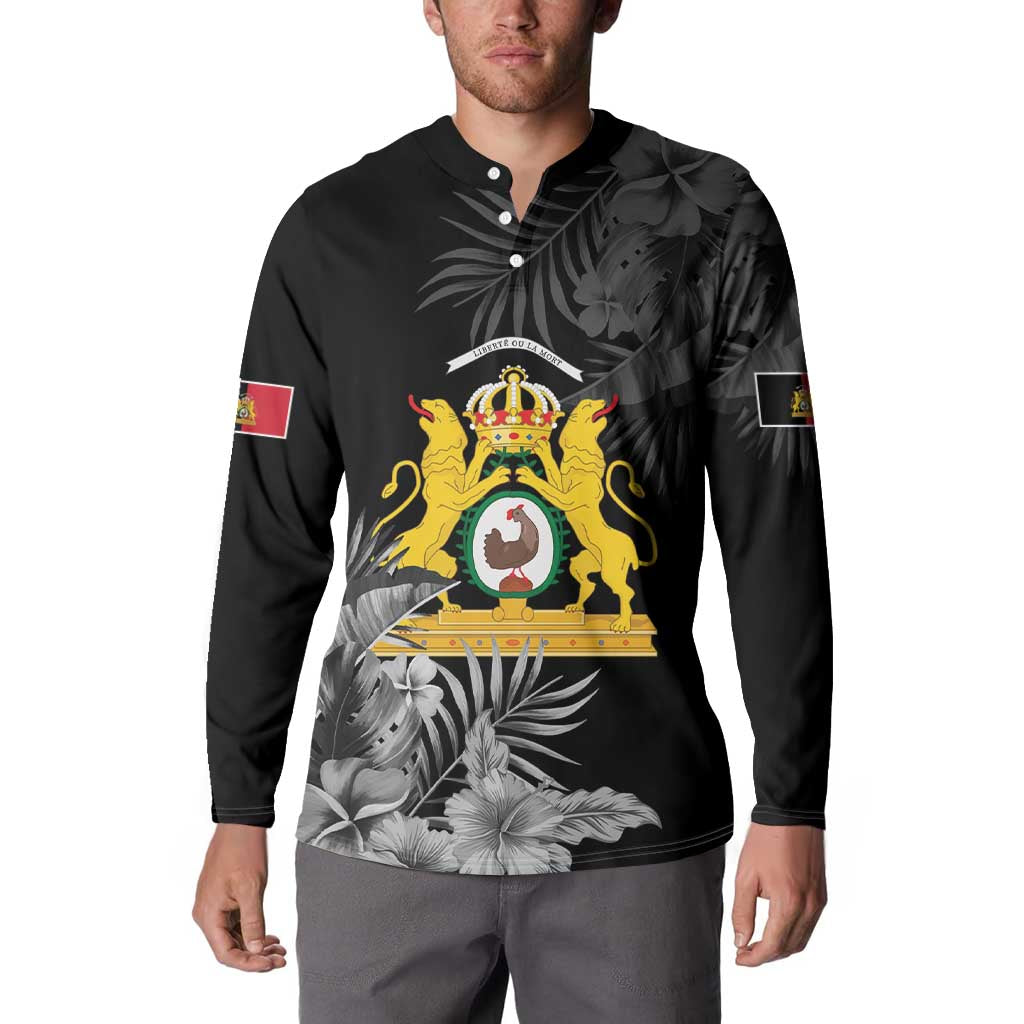 First Empire of Haiti Personalized Button Sweatshirt Black Hibiscus Liberte ou la Mort!