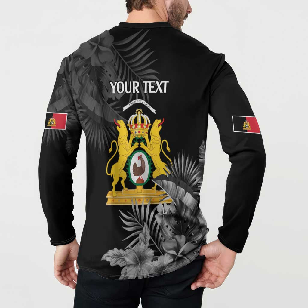 First Empire of Haiti Personalized Button Sweatshirt Black Hibiscus Liberte ou la Mort!