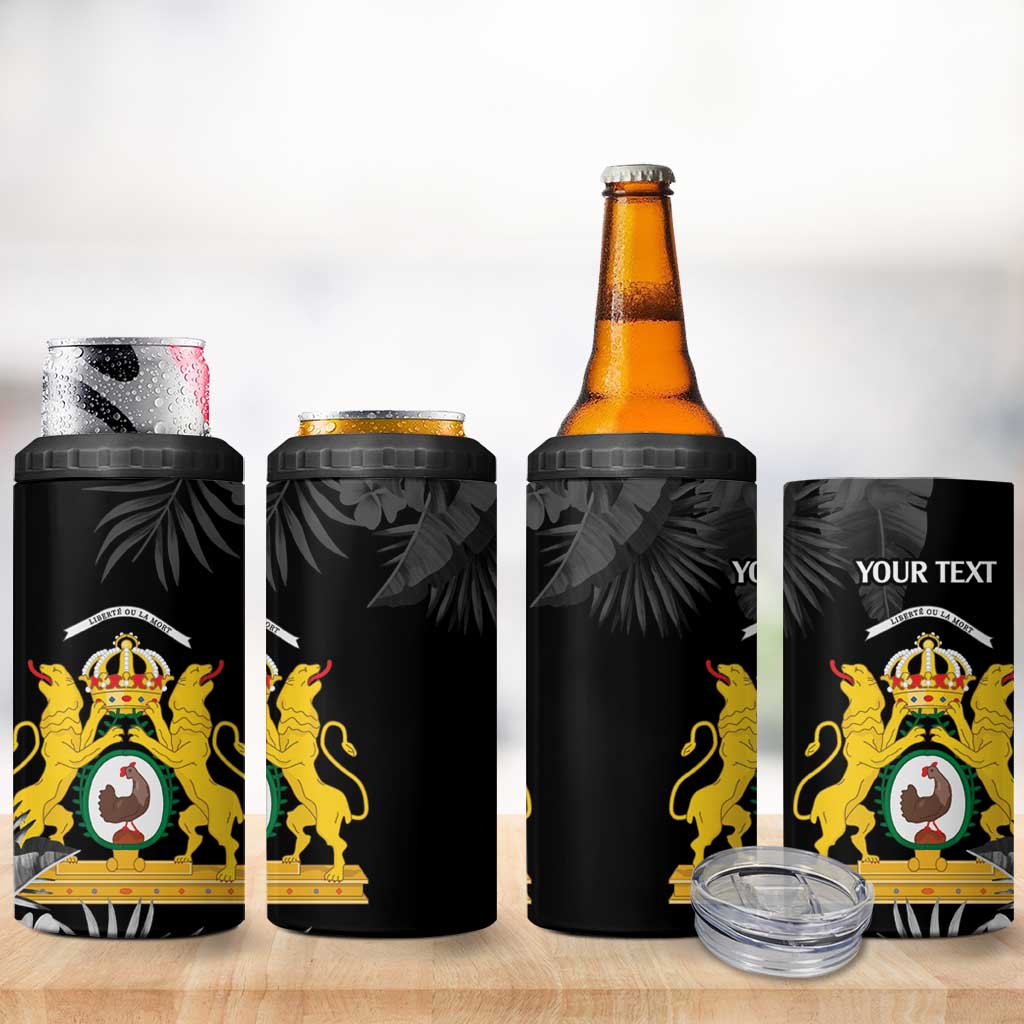 First Empire of Haiti Personalized 4 in 1 Can Cooler Tumbler Black Hibiscus Liberte ou la Mort!