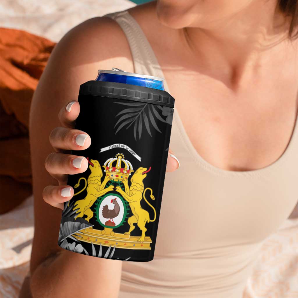 First Empire of Haiti Personalized 4 in 1 Can Cooler Tumbler Black Hibiscus Liberte ou la Mort!