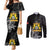 First Empire of Haiti Personalized Couples Matching Mermaid Dress and Long Sleeve Button Shirt Black Hibiscus Liberte ou la Mort!