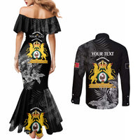 First Empire of Haiti Personalized Couples Matching Mermaid Dress and Long Sleeve Button Shirt Black Hibiscus Liberte ou la Mort!