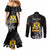 First Empire of Haiti Personalized Couples Matching Mermaid Dress and Long Sleeve Button Shirt Black Hibiscus Liberte ou la Mort!