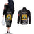 First Empire of Haiti Personalized Couples Matching Off The Shoulder Long Sleeve Dress and Long Sleeve Button Shirt Black Hibiscus Liberte ou la Mort!