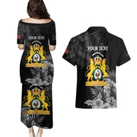 First Empire of Haiti Personalized Couples Matching Puletasi and Hawaiian Shirt Black Hibiscus Liberte ou la Mort!