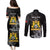 First Empire of Haiti Personalized Couples Matching Puletasi and Long Sleeve Button Shirt Black Hibiscus Liberte ou la Mort!