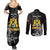 First Empire of Haiti Personalized Couples Matching Summer Maxi Dress and Long Sleeve Button Shirt Black Hibiscus Liberte ou la Mort!
