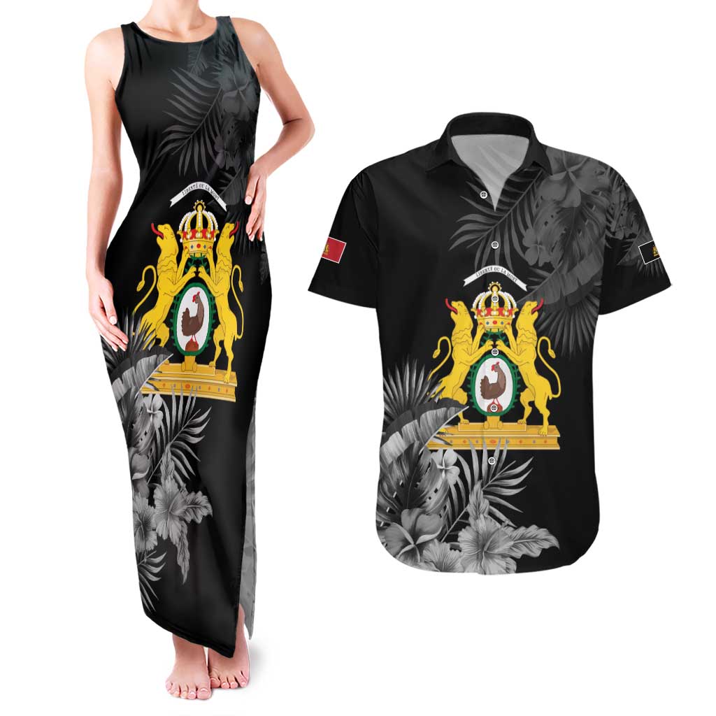 First Empire of Haiti Personalized Couples Matching Tank Maxi Dress and Hawaiian Shirt Black Hibiscus Liberte ou la Mort!