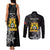 First Empire of Haiti Personalized Couples Matching Tank Maxi Dress and Long Sleeve Button Shirt Black Hibiscus Liberte ou la Mort!