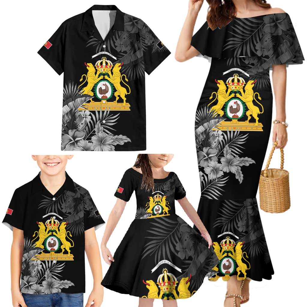 First Empire of Haiti Personalized Family Matching Mermaid Dress and Hawaiian Shirt Black Hibiscus Liberte ou la Mort!