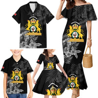 First Empire of Haiti Personalized Family Matching Mermaid Dress and Hawaiian Shirt Black Hibiscus Liberte ou la Mort!