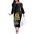 First Empire of Haiti Personalized Family Matching Off The Shoulder Long Sleeve Dress and Hawaiian Shirt Black Hibiscus Liberte ou la Mort!