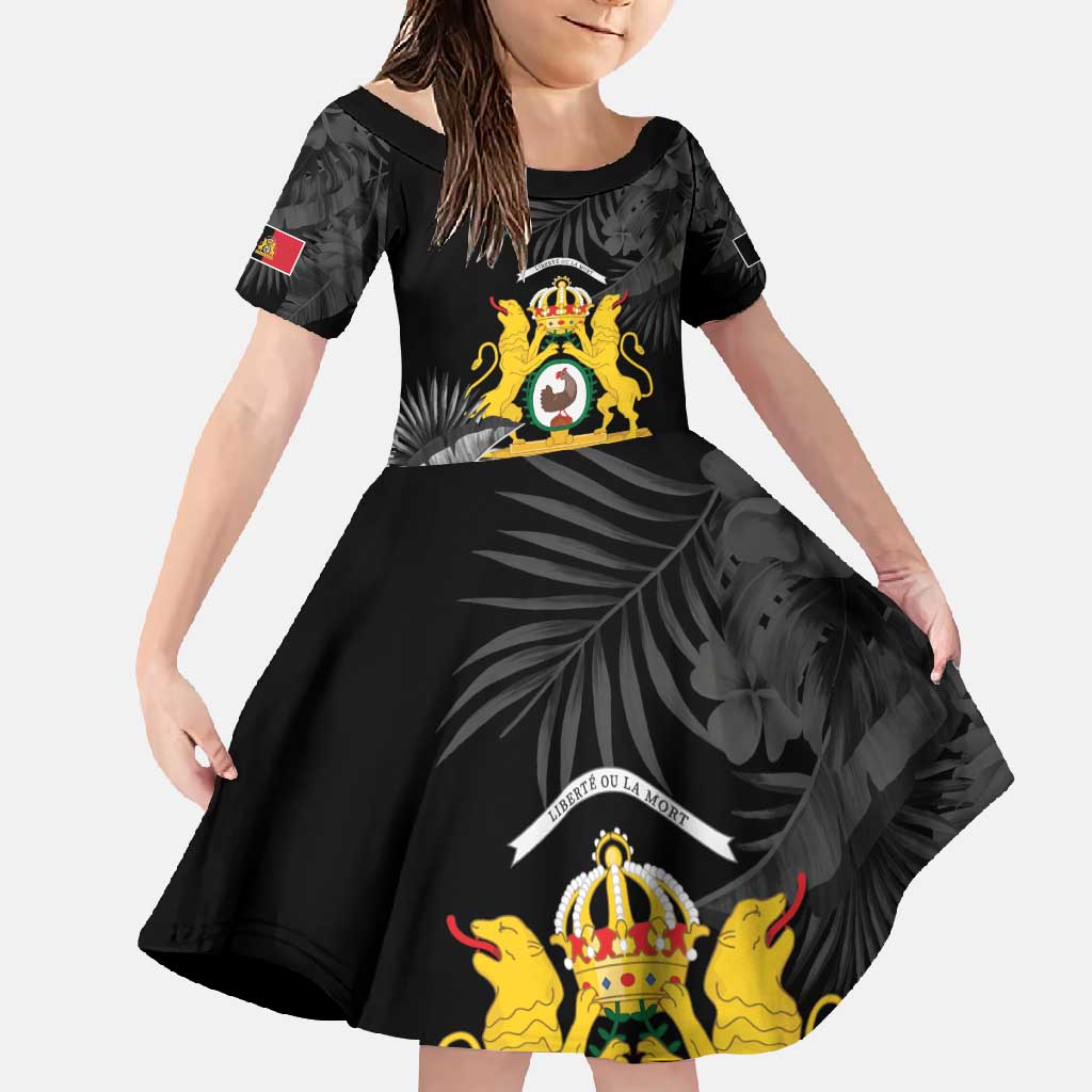 First Empire of Haiti Personalized Family Matching Off Shoulder Maxi Dress and Hawaiian Shirt Black Hibiscus Liberte ou la Mort!