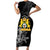 First Empire of Haiti Personalized Family Matching Short Sleeve Bodycon Dress and Hawaiian Shirt Black Hibiscus Liberte ou la Mort!