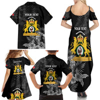 First Empire of Haiti Personalized Family Matching Summer Maxi Dress and Hawaiian Shirt Black Hibiscus Liberte ou la Mort!