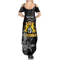 First Empire of Haiti Personalized Family Matching Summer Maxi Dress and Hawaiian Shirt Black Hibiscus Liberte ou la Mort!