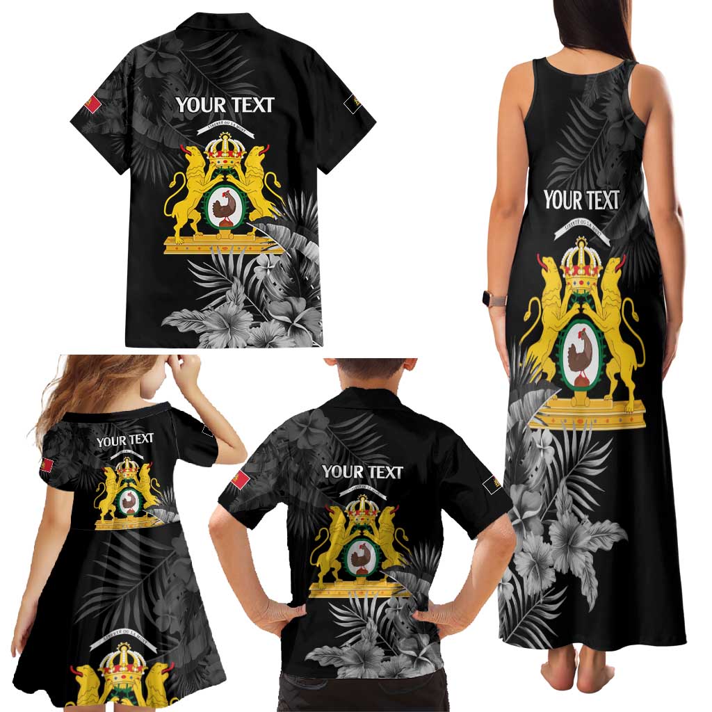 First Empire of Haiti Personalized Family Matching Tank Maxi Dress and Hawaiian Shirt Black Hibiscus Liberte ou la Mort!