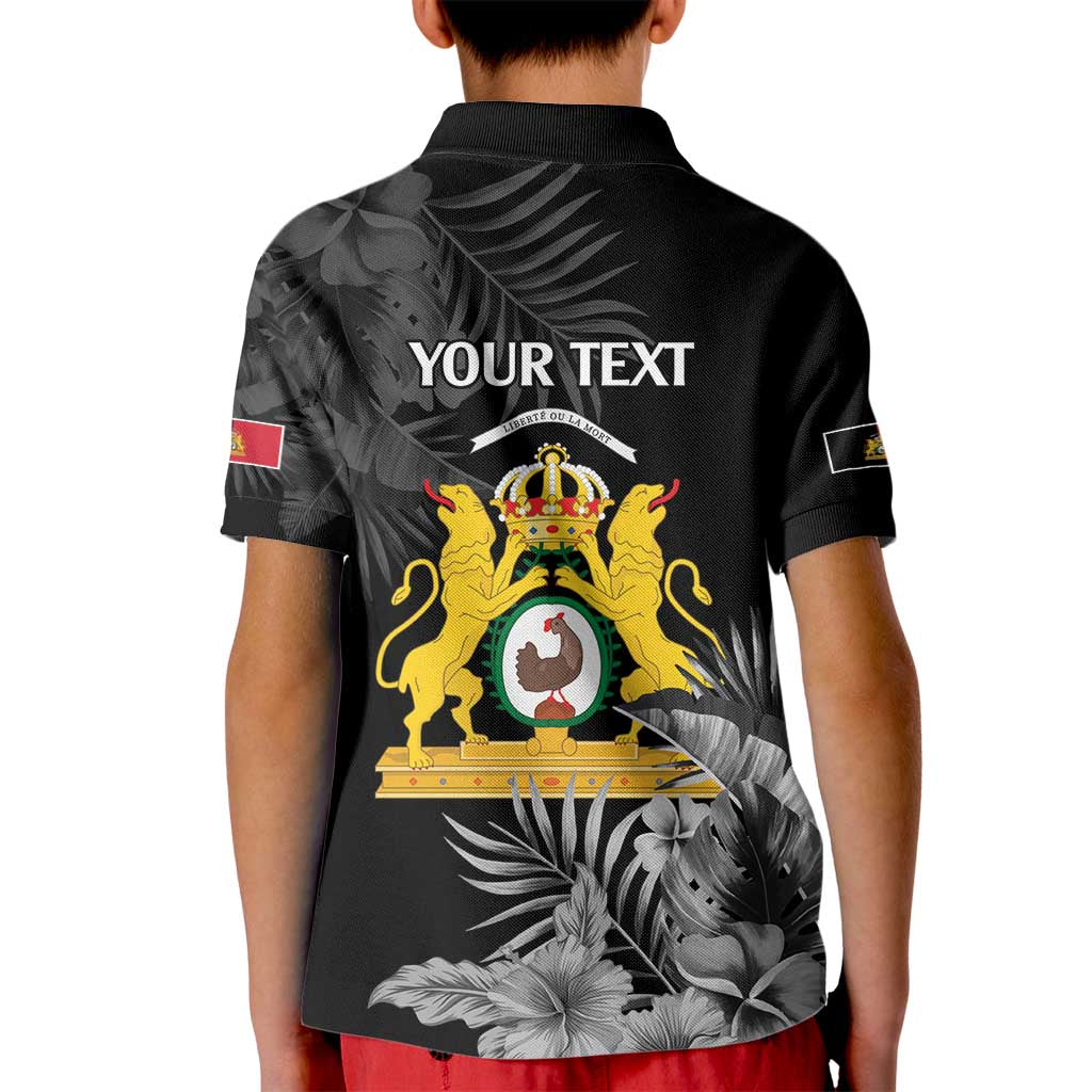 First Empire of Haiti Personalized Kid Polo Shirt Black Hibiscus Liberte ou la Mort!
