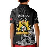 First Empire of Haiti Personalized Kid Polo Shirt Black Hibiscus Liberte ou la Mort!