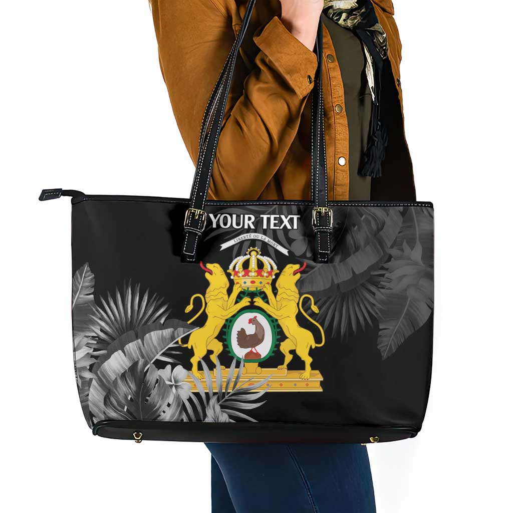 First Empire of Haiti Personalized Leather Tote Bag Black Hibiscus Liberte ou la Mort!