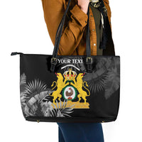 First Empire of Haiti Personalized Leather Tote Bag Black Hibiscus Liberte ou la Mort!