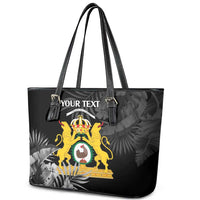 First Empire of Haiti Personalized Leather Tote Bag Black Hibiscus Liberte ou la Mort!