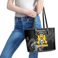 First Empire of Haiti Personalized Leather Tote Bag Black Hibiscus Liberte ou la Mort!
