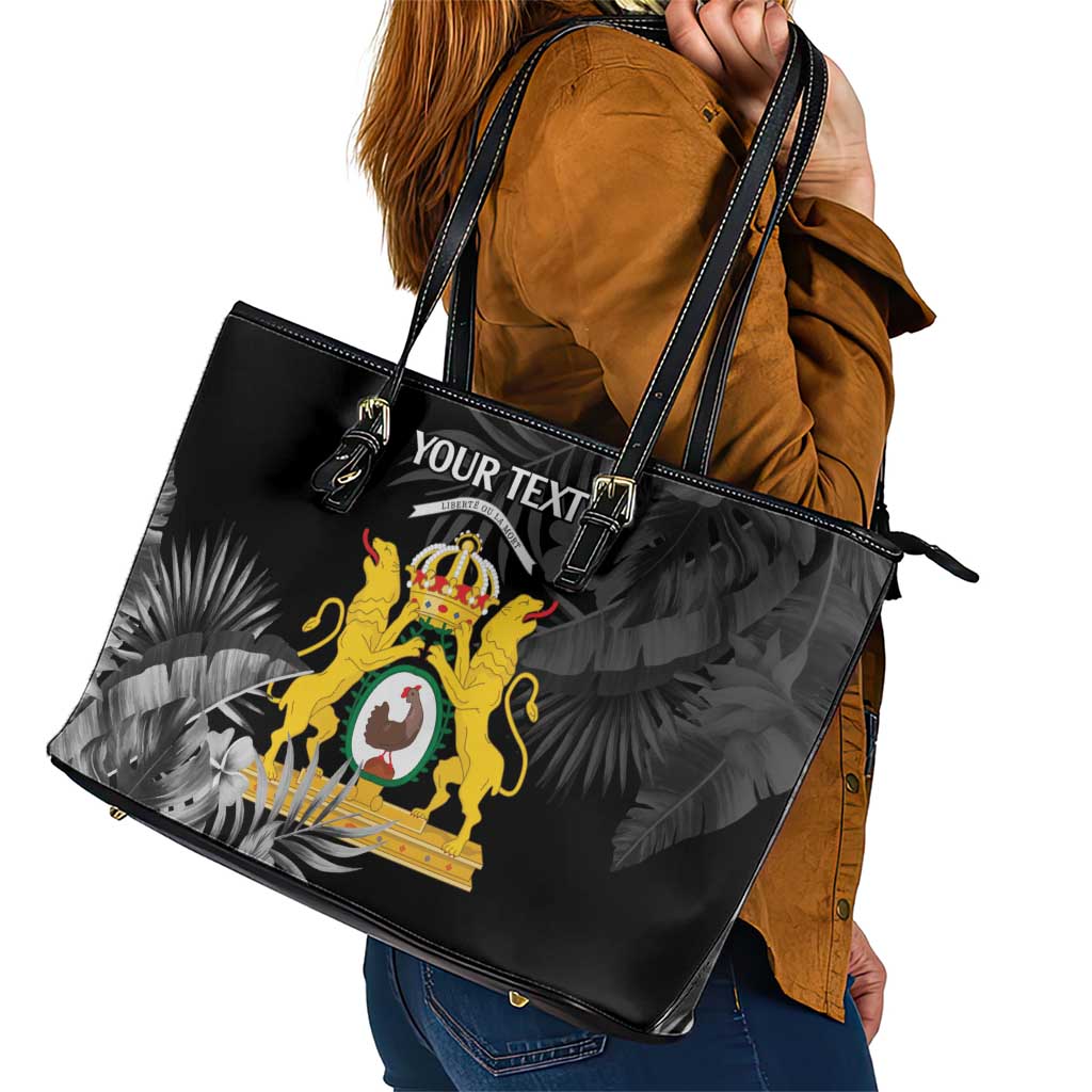 First Empire of Haiti Personalized Leather Tote Bag Black Hibiscus Liberte ou la Mort!