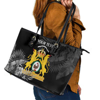 First Empire of Haiti Personalized Leather Tote Bag Black Hibiscus Liberte ou la Mort!