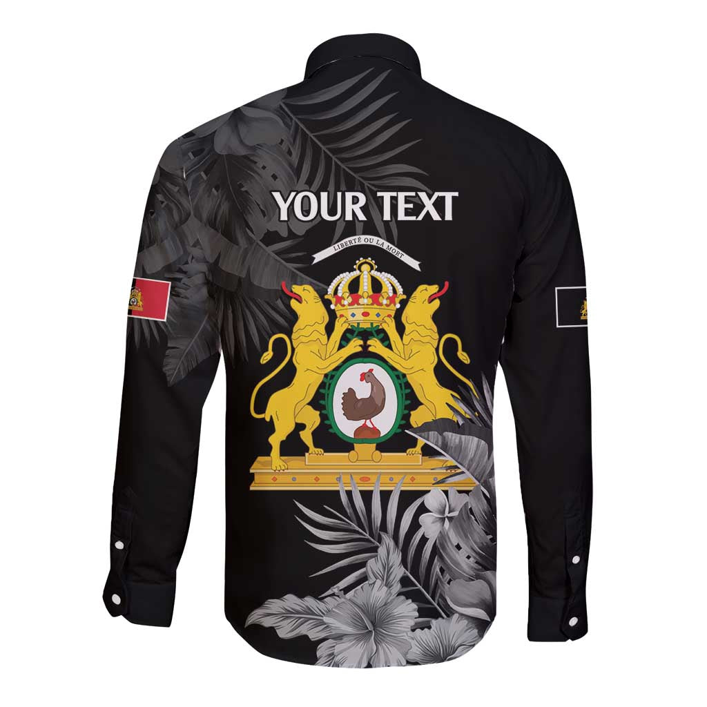 First Empire of Haiti Personalized Long Sleeve Button Shirt Black Hibiscus Liberte ou la Mort!