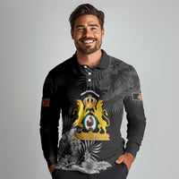 First Empire of Haiti Personalized Long Sleeve Polo Shirt Black Hibiscus Liberte ou la Mort!