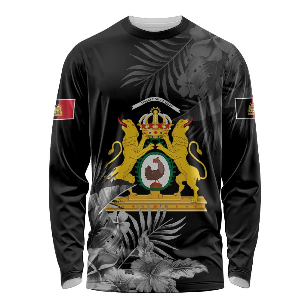 First Empire of Haiti Personalized Long Sleeve Shirt Black Hibiscus Liberte ou la Mort!