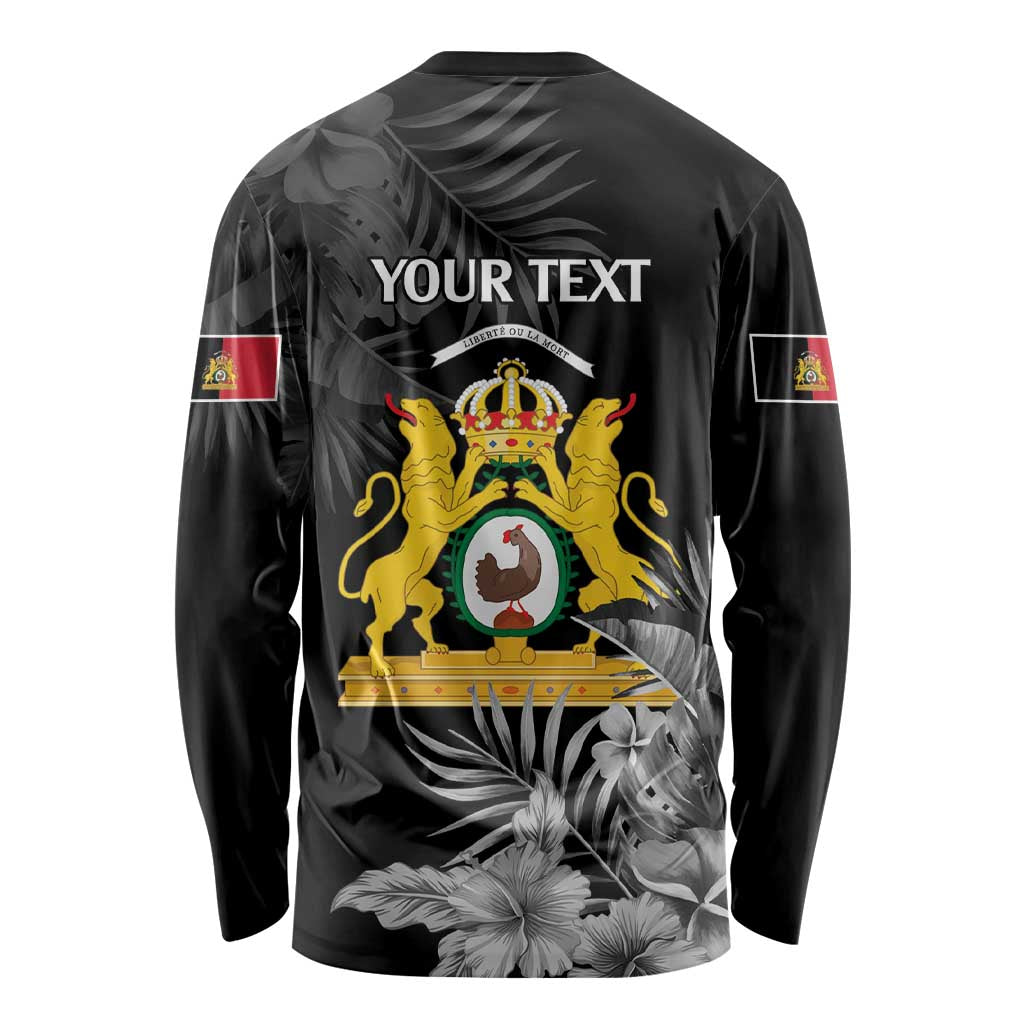 First Empire of Haiti Personalized Long Sleeve Shirt Black Hibiscus Liberte ou la Mort!